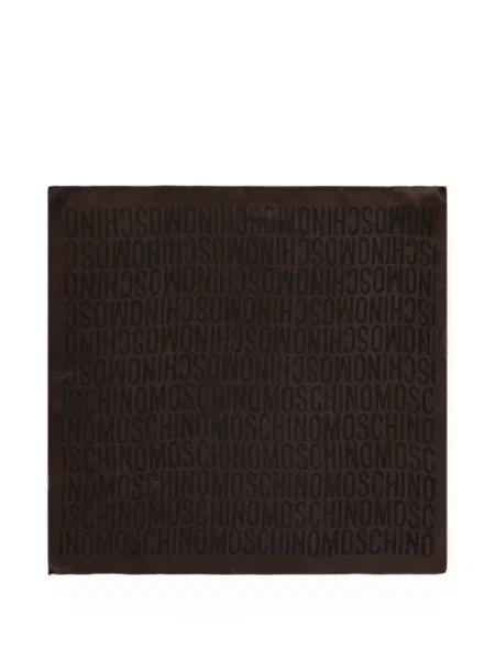 Svileni šal Moschino s autogramom smeđa