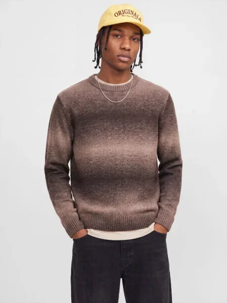 JACK & JONES Pulover JORTORONTO ciocolatiu / cappuccino / mokka maro