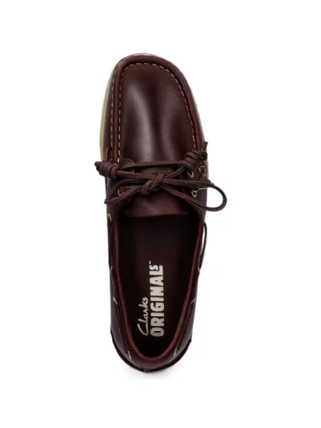 Kožne loaferice Clarks Originals s vezicama smeđa