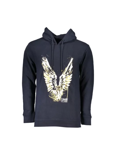 Bluza z kapturem Cavalli Class z kapturem elegancka niebieska