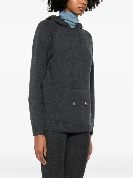 Μάλλινο hoodie Fabiana Filippi μαύρο