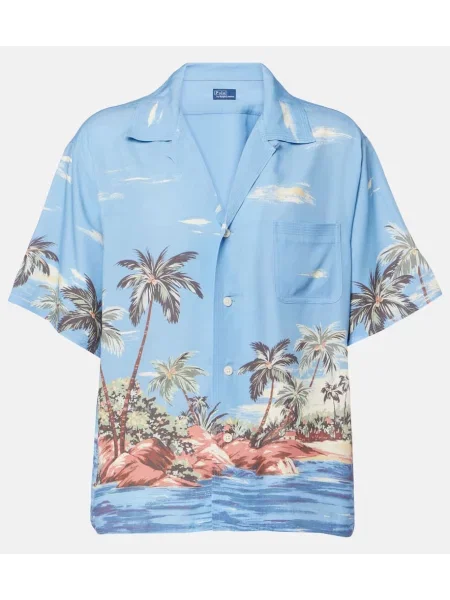 Cămașă Polo Ralph Lauren cu imagine albastru
