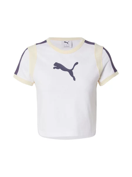 PUMA Tricou crem / albastru închis alb