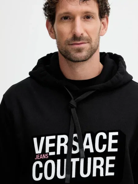 Свитер Versace Jeans Couture с капюшоном с принтом черный