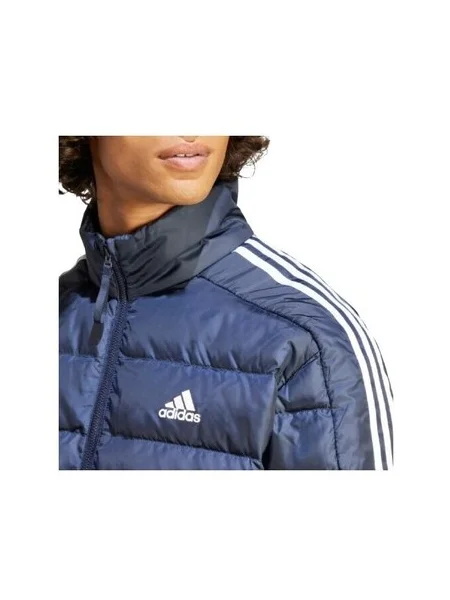 Geacă cu puf Adidas cu dungi albastru