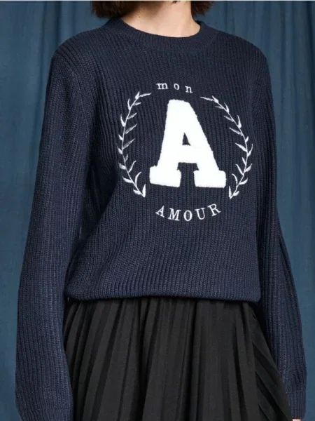 Джемпер з трикотажу в рубчик темно-синій синій