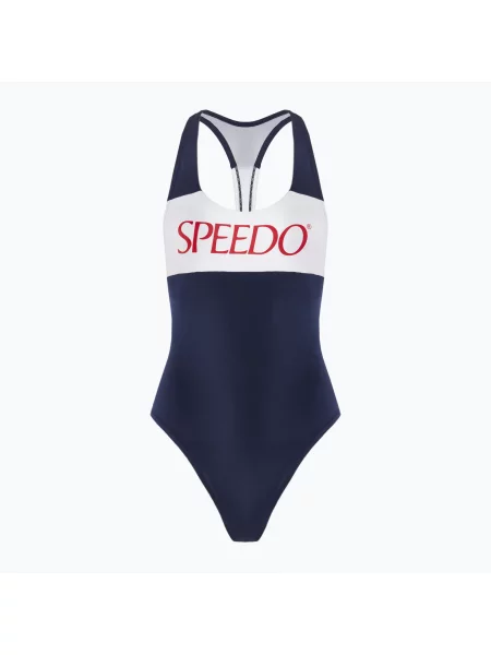 Speedo Colourblock Racerback дамски бански от една част peacoat синьо