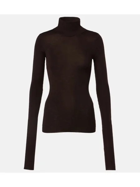 Pulover cu guler înalt heláncă The Frankie Shop de lână maro