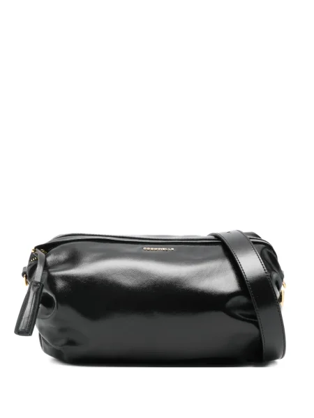 Kožený kabelka Coccinelle s přezkou černý