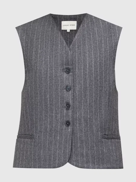 Жилет Smith з вовни та кашеміру в смужку Lou Lou Studio сірий