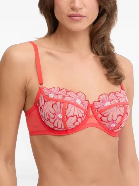 Sutien Chantelle cu model floral plasă roșu