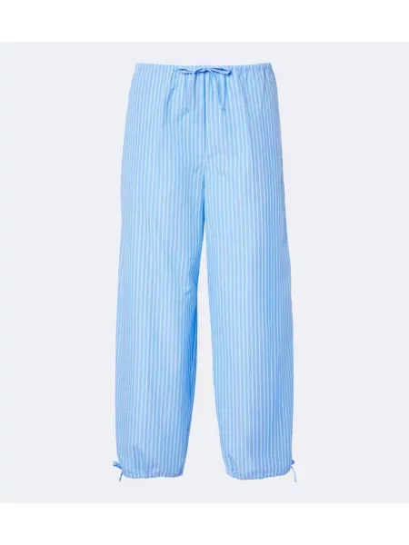 Pantaloni Toteme cu dungi din poplin albastru