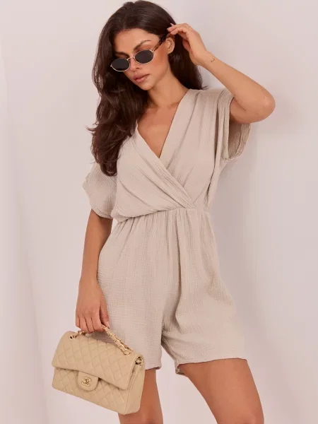 Salopetă Italy Moda din muselină bej