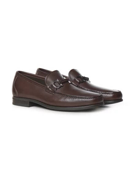 Półbuty Ferragamo skórzane brązowe
