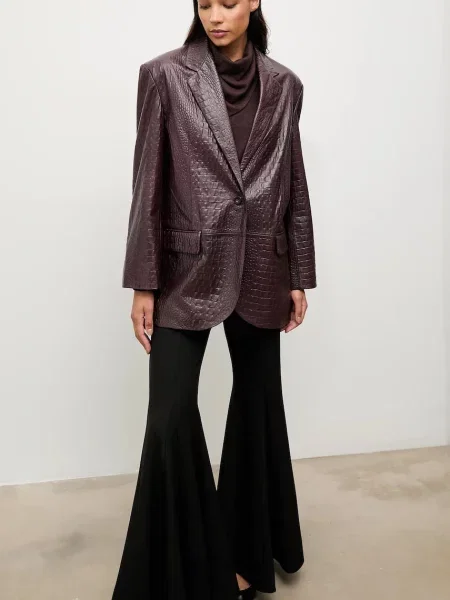 Answear.LAB sacou de piele un singur rand de neted bordo