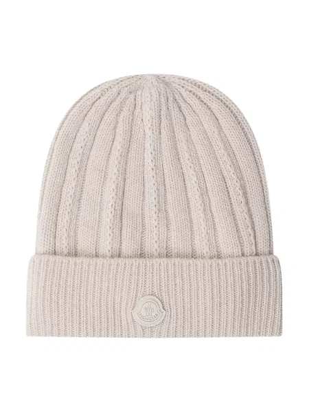 Czapka Moncler wełniana z logo beżowa