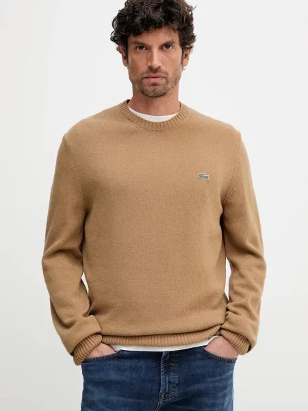 Pulover Lacoste de lână maro