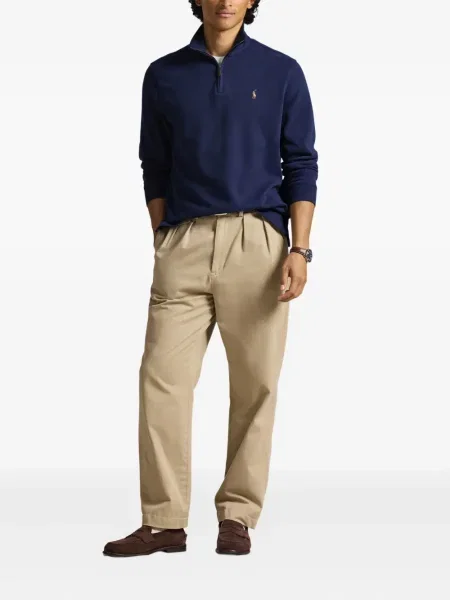 Dlouhá pruhovaná s límcem kšiltovka Polo Ralph Lauren modrá