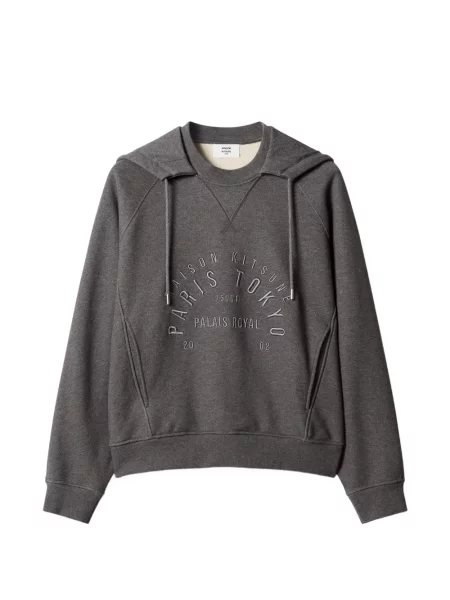 Hanorac cu glugă Maison Kitsune cu broderie cu cordon gri