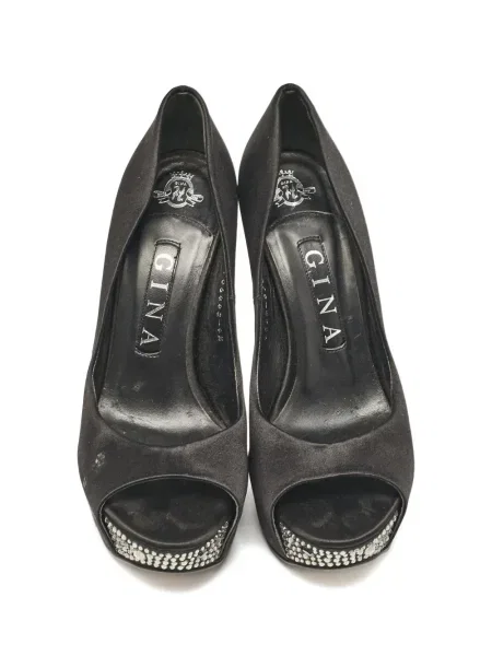 Pantofi cu toc Gina din satin negru