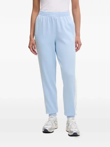 Pantaloni Adidas cu dungi alergare cu broderie albastru