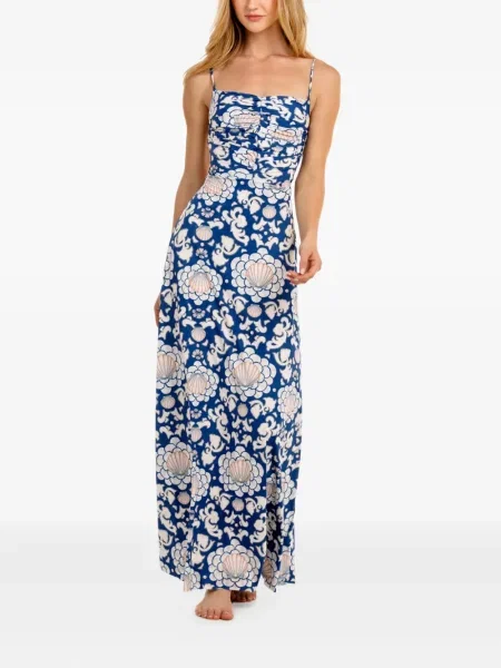 Rochie maxi Agua Bendita cu imagine de costum albastru