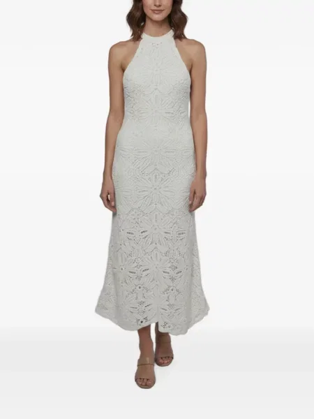 Rochie maxi Maje cu model floral cu gât halter alb