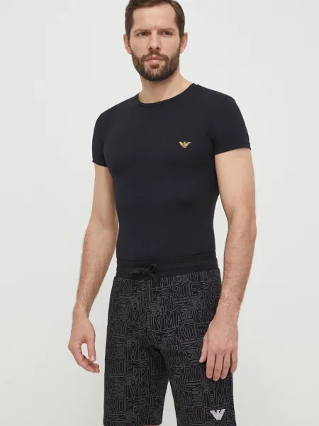 Домашна тениска Emporio Armani Underwear с принт черно