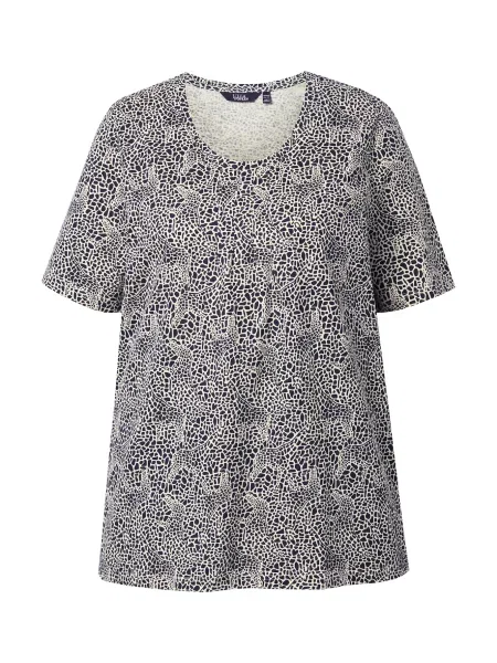 Ulla Popken Tricou negru / coajă de ou alb