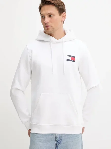 Tommy Jeans μπλούζα με κουκούλα ανδρική με λευκό