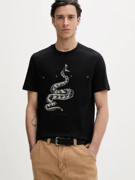 HUGO tricou din Discorb negru