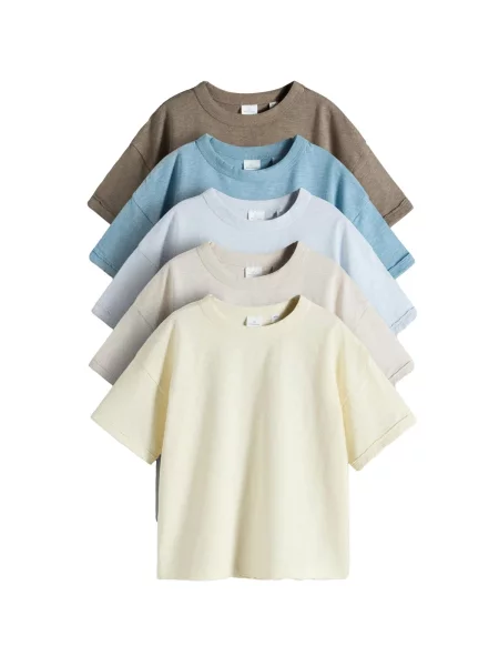 The Set Tricou / azuriu / albastru deschis / galben deschis / pământiu bej