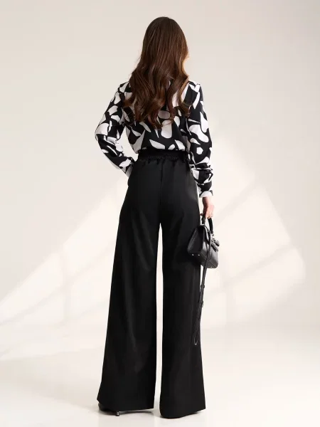 Класичні штани ISSA Plus комбінований верх чорний