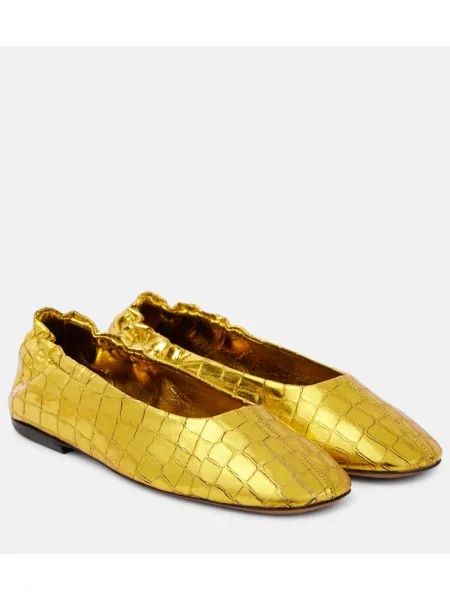 Balerini Dries Van Noten din piele auriu