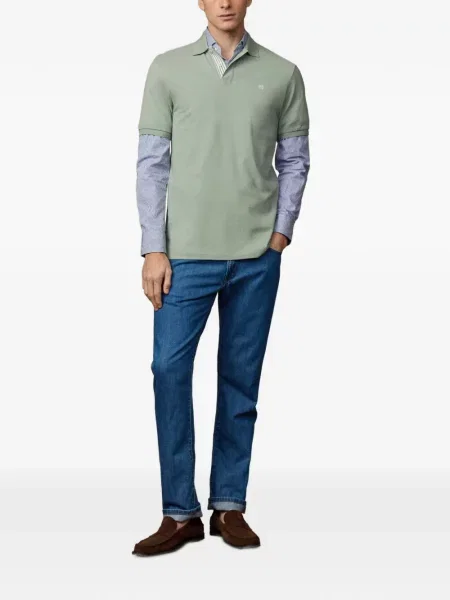 Tricou polo Hackett London cu dungi verde