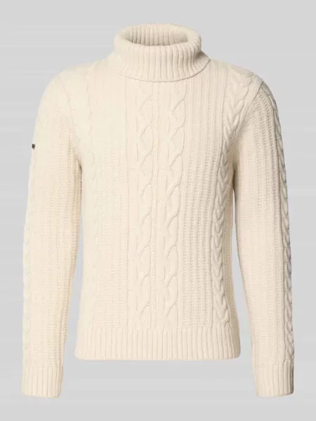 Sweter z golfem ze ściegiem warkoczowym Superdry