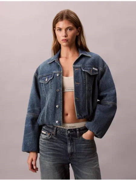 Calvin Klein Jeans Geacă de primăvară-toamnă denim albastru