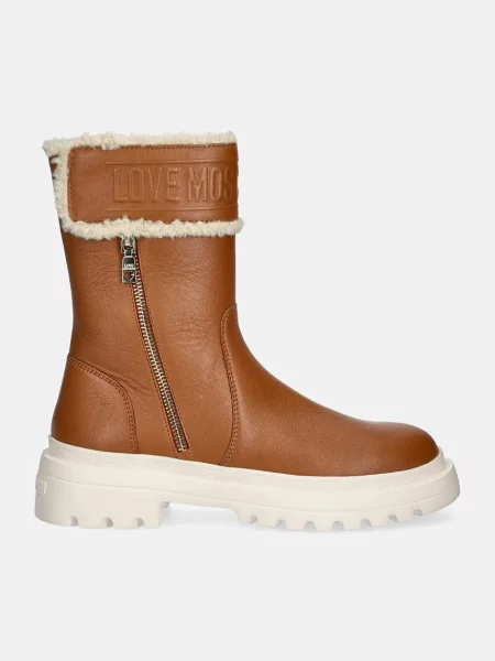 Botki Love Moschino skórzane brązowe
