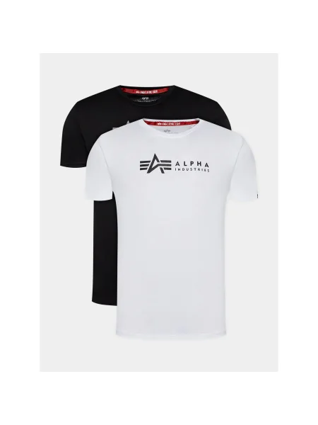 Alpha Industries 2 póló készlet Alpha Label T Regular Fit fekete