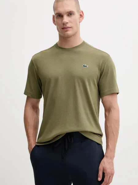 Тениска Lacoste с изчистен дизайн черно
