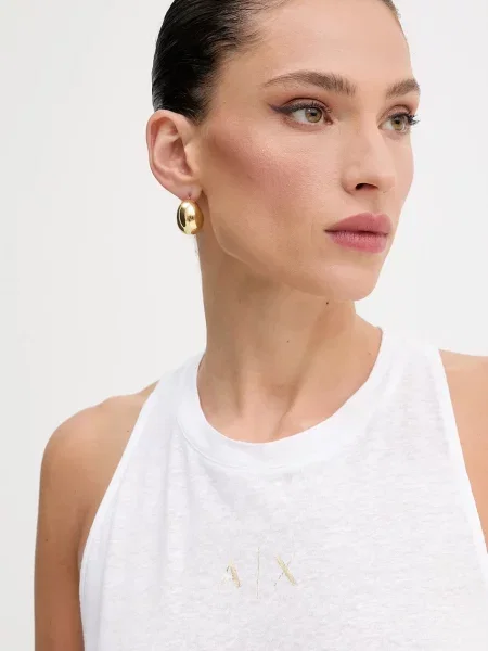 Armani Exchange felső lenkeverékből fehér