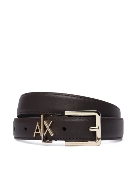 Armani Exchange pasek skórzany beżowy