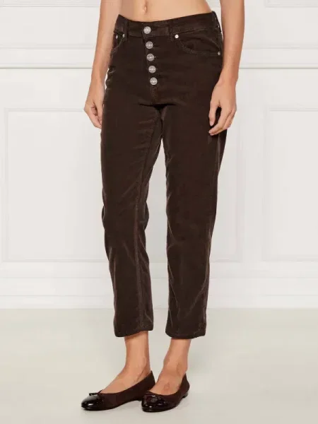 DONDUP made in Italy De catifea reiată pantaloni KOONS maro