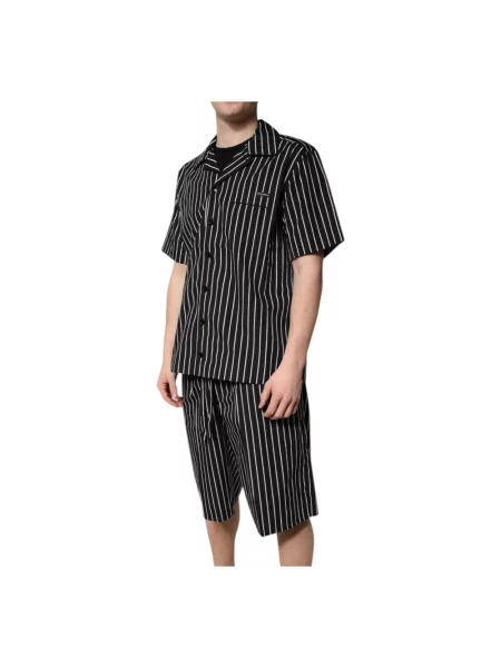 Piżama Dolce And Gabbana w paski z paskiem biała