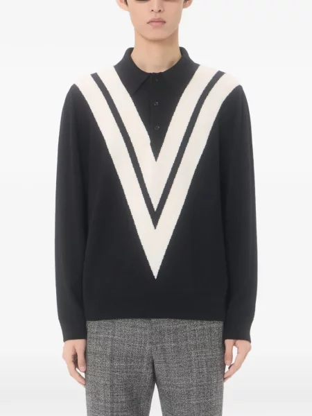 Μάλλινο polo Valentino Garavani μαύρο