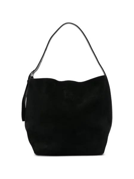 Cu centură geantă shopper Toteme din piele de căprioară negru
