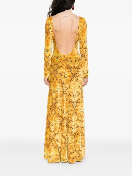 Rochie maxi Etro cu imagine de costum galben