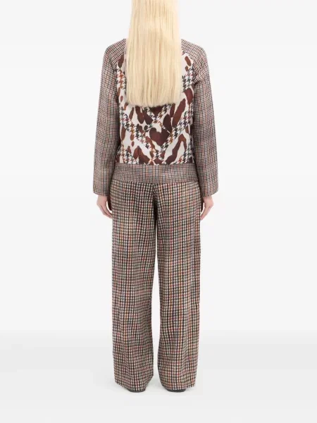 Bluzka Pierre Louis Mascia z nadrukiem w pepitkę brązowa