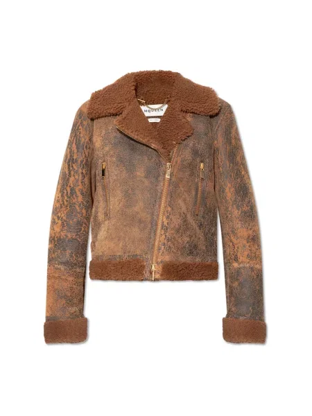 Kurtka Alexander Mcqueen z futrzanym wykończeniem brązowa