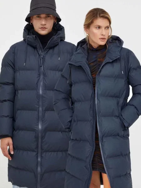 Jakna Rains Jackets tamno za zimu plava